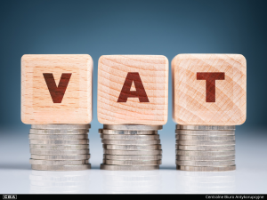 The word VAT made of blocks