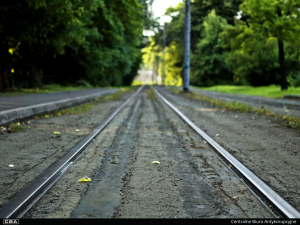 Tram tracks.